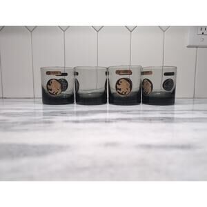 Aquarius Zodiac Rock Glasses Set, Astrological Signs Drinkware, Vintage Set of 4